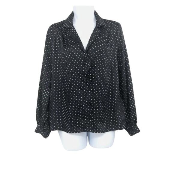Topshop Polka Dot Scallop Blouse Size 8 - Picture 13 of 13